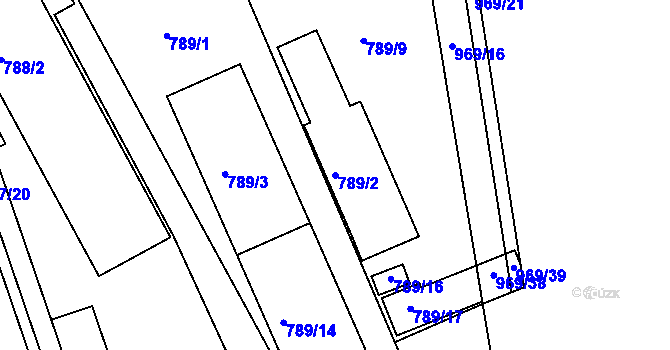 Parcela st. 789/2 v KÚ Štětí I, Katastrální mapa