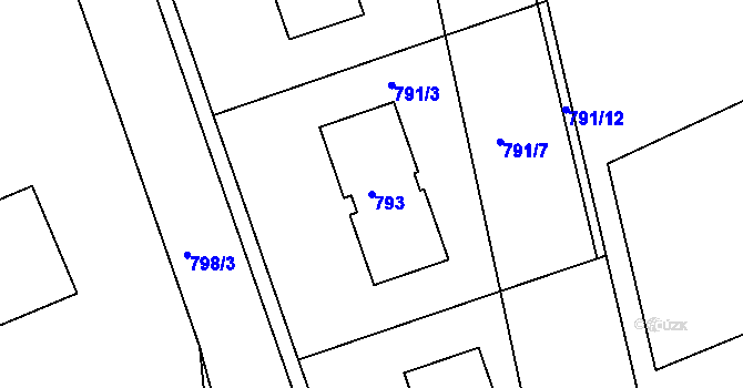 Parcela st. 793 v KÚ Štětí I, Katastrální mapa