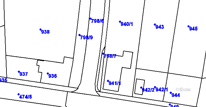 Parcela st. 798/7 v KÚ Štětí I, Katastrální mapa