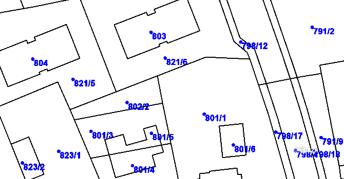 Parcela st. 802 v KÚ Štětí I, Katastrální mapa