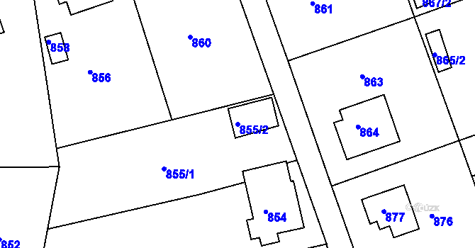 Parcela st. 855/2 v KÚ Štětí I, Katastrální mapa