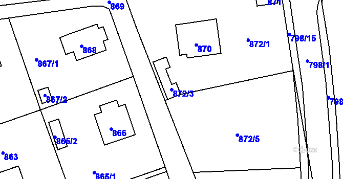 Parcela st. 872/3 v KÚ Štětí I, Katastrální mapa