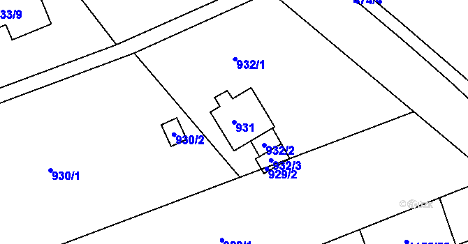 Parcela st. 931 v KÚ Štětí I, Katastrální mapa