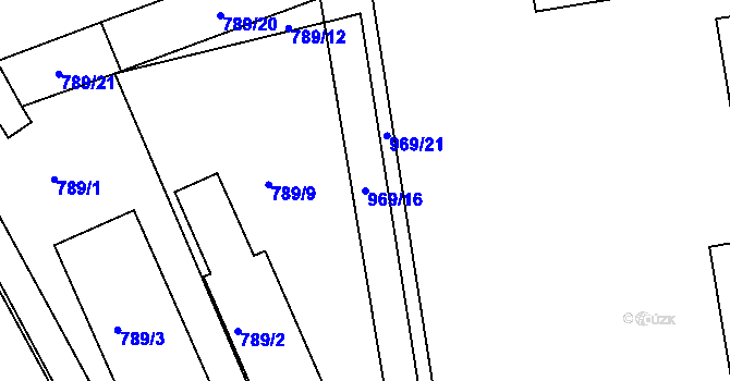 Parcela st. 969/16 v KÚ Štětí I, Katastrální mapa
