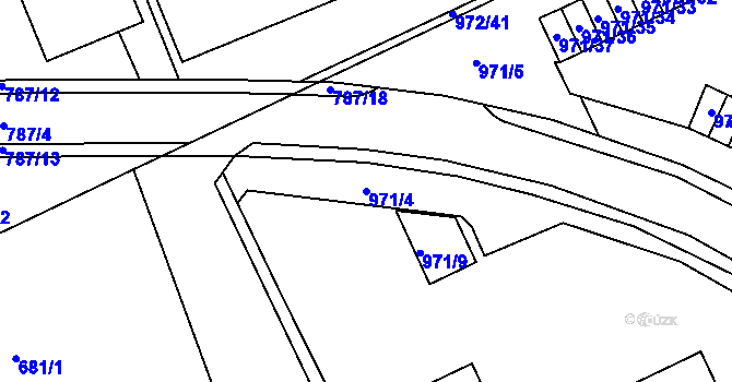 Parcela st. 971/4 v KÚ Štětí I, Katastrální mapa