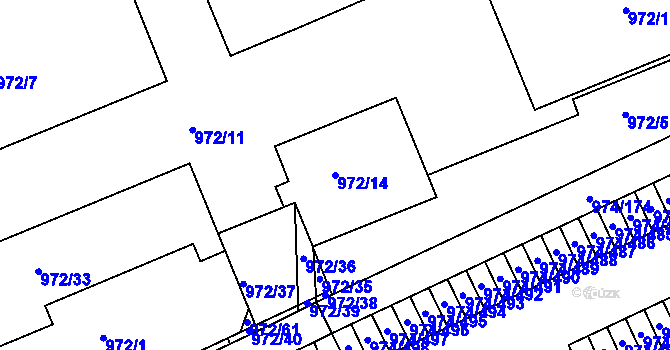 Parcela st. 972/14 v KÚ Štětí I, Katastrální mapa