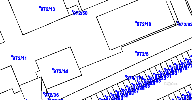 Parcela st. 972/16 v KÚ Štětí I, Katastrální mapa