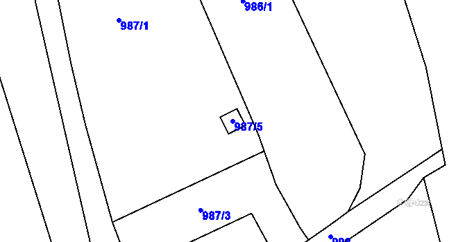 Parcela st. 987/5 v KÚ Štětí I, Katastrální mapa