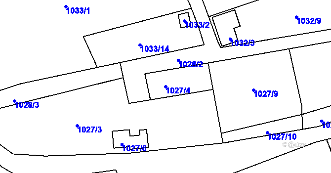 Parcela st. 1027/4 v KÚ Štětí I, Katastrální mapa