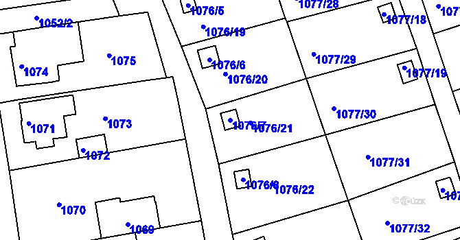 Parcela st. 1076/7 v KÚ Štětí I, Katastrální mapa