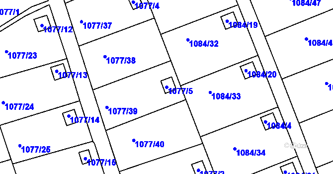 Parcela st. 1077/5 v KÚ Štětí I, Katastrální mapa