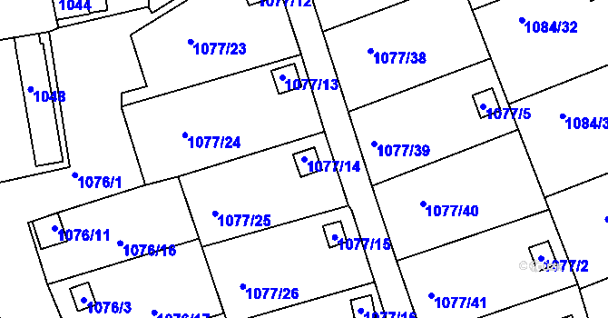 Parcela st. 1077/14 v KÚ Štětí I, Katastrální mapa