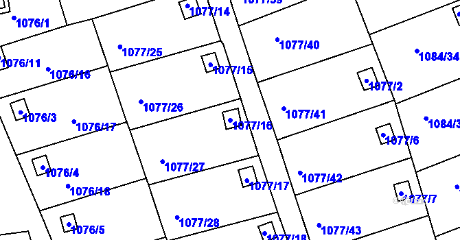 Parcela st. 1077/16 v KÚ Štětí I, Katastrální mapa