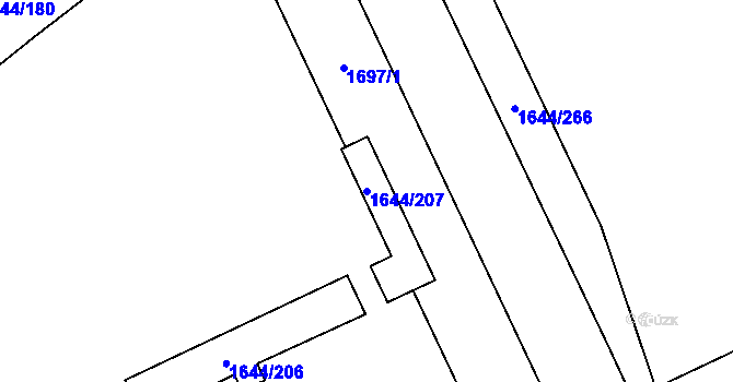Parcela st. 1644/207 v KÚ Štětí I, Katastrální mapa