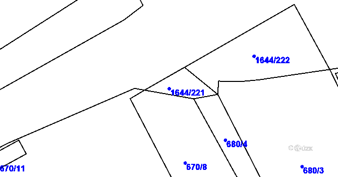 Parcela st. 1644/221 v KÚ Štětí I, Katastrální mapa
