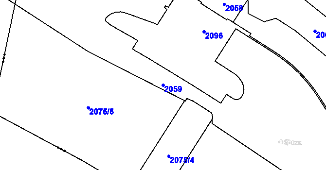 Parcela st. 2059 v KÚ Štětí I, Katastrální mapa
