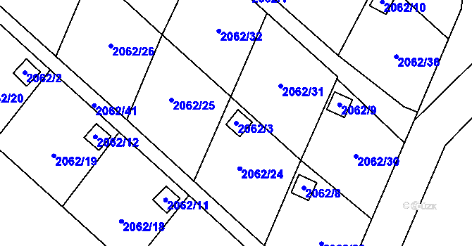Parcela st. 2062/3 v KÚ Štětí I, Katastrální mapa