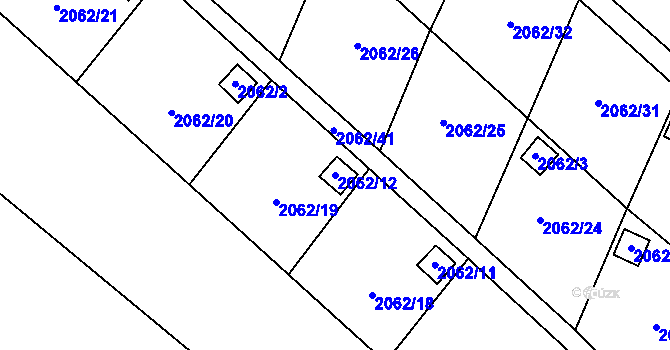 Parcela st. 2062/12 v KÚ Štětí I, Katastrální mapa