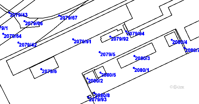 Parcela st. 2079/5 v KÚ Štětí I, Katastrální mapa