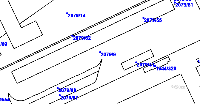 Parcela st. 2079/9 v KÚ Štětí I, Katastrální mapa