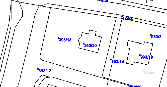 Parcela st. 393/30 v KÚ Štětí I, Katastrální mapa