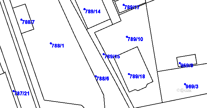 Parcela st. 789/15 v KÚ Štětí I, Katastrální mapa