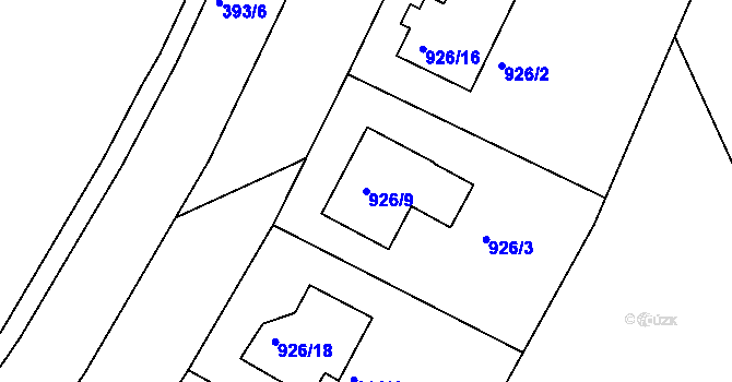 Parcela st. 926/9 v KÚ Štětí I, Katastrální mapa