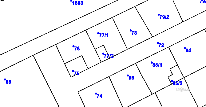 Parcela st. 77/2 v KÚ Štětí I, Katastrální mapa