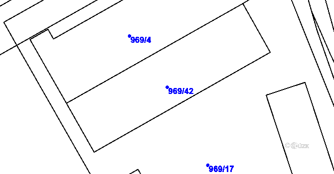 Parcela st. 969/42 v KÚ Štětí I, Katastrální mapa