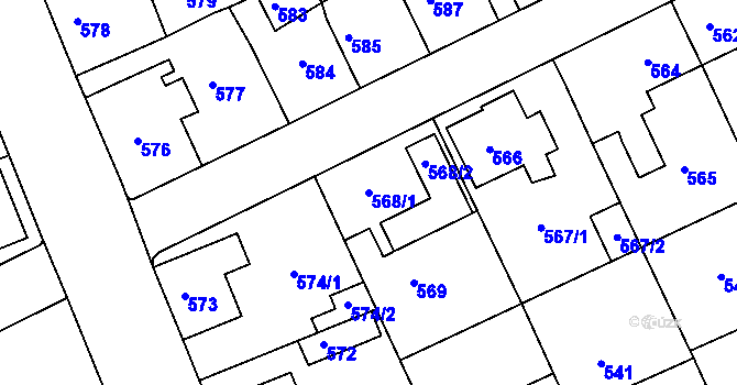 Parcela st. 568/1 v KÚ Štětí I, Katastrální mapa