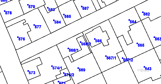 Parcela st. 568/2 v KÚ Štětí I, Katastrální mapa