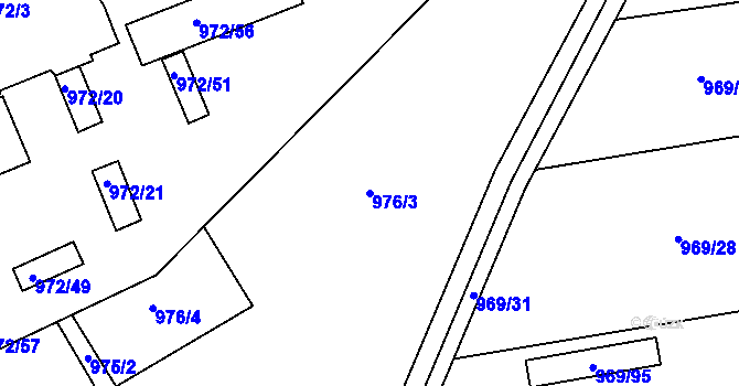 Parcela st. 976/3 v KÚ Štětí I, Katastrální mapa