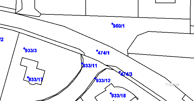 Parcela st. 474/1 v KÚ Štětí I, Katastrální mapa
