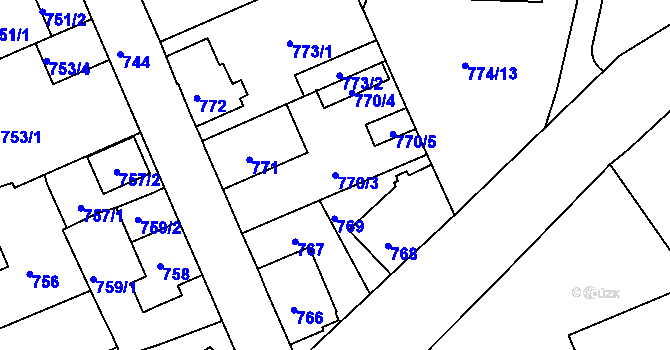 Parcela st. 770/3 v KÚ Štětí I, Katastrální mapa