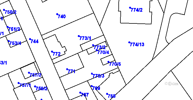 Parcela st. 770/4 v KÚ Štětí I, Katastrální mapa