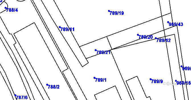Parcela st. 789/21 v KÚ Štětí I, Katastrální mapa