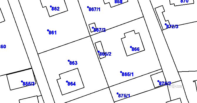 Parcela st. 865/2 v KÚ Štětí I, Katastrální mapa