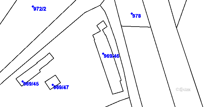 Parcela st. 969/46 v KÚ Štětí I, Katastrální mapa