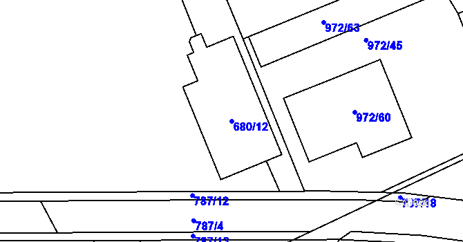 Parcela st. 680/12 v KÚ Štětí I, Katastrální mapa