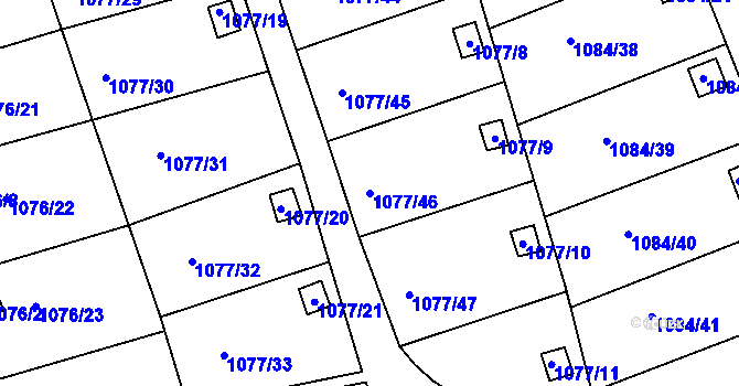 Parcela st. 1077/46 v KÚ Štětí I, Katastrální mapa