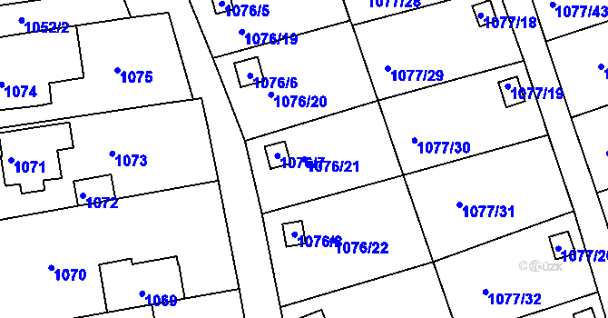Parcela st. 1076/21 v KÚ Štětí I, Katastrální mapa