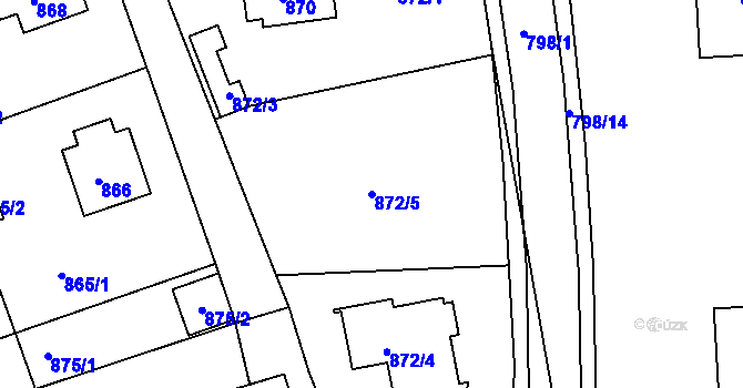 Parcela st. 872/5 v KÚ Štětí I, Katastrální mapa