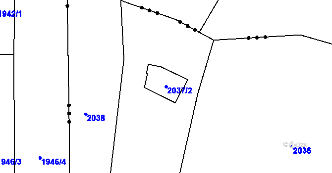 Parcela st. 2037/2 v KÚ Štětí I, Katastrální mapa
