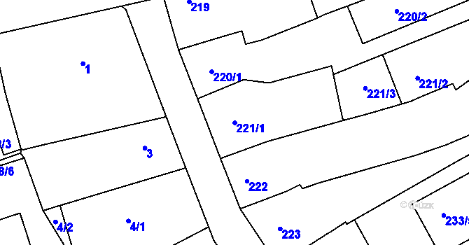 Parcela st. 221/1 v KÚ Štětí I, Katastrální mapa