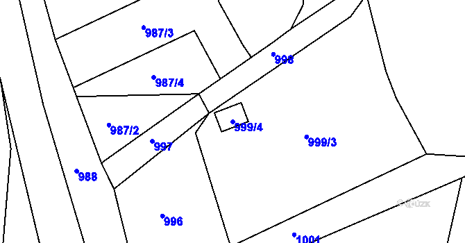 Parcela st. 999/4 v KÚ Štětí I, Katastrální mapa
