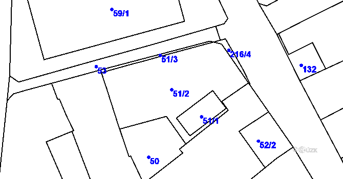 Parcela st. 51/2 v KÚ Štětí I, Katastrální mapa