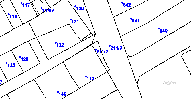 Parcela st. 211/2 v KÚ Štětí I, Katastrální mapa