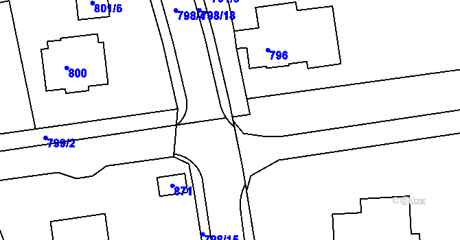 Parcela st. 798/16 v KÚ Štětí I, Katastrální mapa