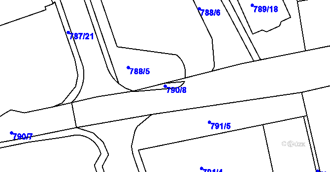 Parcela st. 790/8 v KÚ Štětí I, Katastrální mapa
