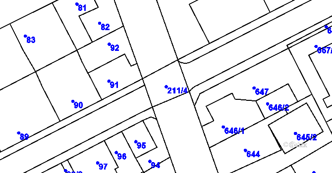 Parcela st. 211/4 v KÚ Štětí I, Katastrální mapa